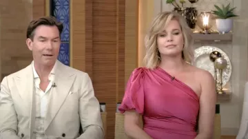 Elliatt Cinda Satin One-Sleeve Dress worn by Rebecca Romijn as seen in LIVE with Kelly and Ryan on  October 3,2022