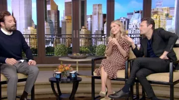 Reformation Port Dress in Au Lait worn by Kelly Ripa as seen in LIVE with Kelly and Ryan on October 04, 2022