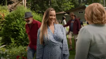 Wild Fable Blue Floral Wrap Dress worn by Jess O'Brien (Laci J Mailey) as seen in Chesapeake Shores (S06E08)