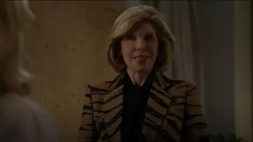 Baum Und Pferdgarten Tiger Stripe Blazer worn by Diane Lockhart (Christine Baranski) as seen in The Good Fight (S06E04)