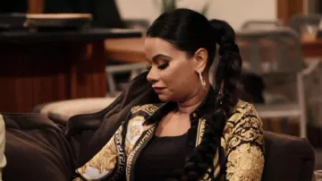 Versace Baroque Print Silk Shirt worn by Anila Sajja as seen in Married to Medicine (S09E13)