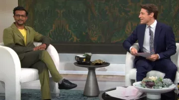 Bobblehaus BH Tencel™ Twill Ombre Suit Pants worn by Utkarsh Ambudkar as seen in CBS Mornings on October 5, 2022