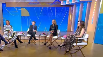 Zimmermann Kaleidoscope Flutter Dress worn by Hilary Swank as seen in Good Morning America on October 5, 2022