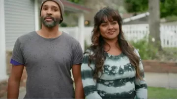 Wild Fable Tie-Dye Long Sleeve Fitted Rib-Knit T-Shirt worn by Raisa Kuddus as seen in First Home Fix Season 1 Episode 2