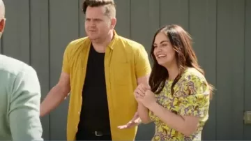 Saloni Bianca Dress In Citrus Jungle Monkey Print worn by Mayce as seen in First Home Fix Season 1 Episode 4