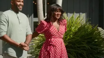 Ronny kobo An­na Silk-Blend Wrap Dress worn by Raisa Kuddus as seen in First Home Fix Season 1 Episode 4