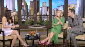 Gianvito Rossi Mirror Calfskin Stiletto Pumps worn by Kelly Ripa as seen in LIVE with Kelly and Ryan on October 6, 2022