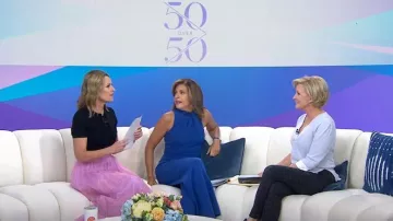 Lela Rose Windmill Falda de organza bordada usada por Savannah Guthrie como se ve en Today el 6 de octubre de 2022