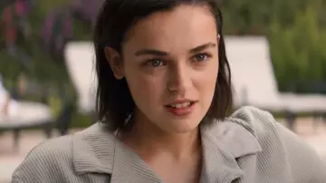 Grey Corduroy Jacket worn by Carissa (Ava Capri) in Do Revenge movie