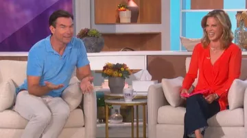 Orlebar Brown Cotton Terry Solid Tailored Fit Polo Shirt worn by Jerry O'Connell as seen in The Talk on October 9, 2022