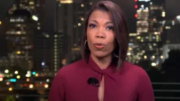 Donna Morgan Crepe Three-Quarter Sleeve Sheath Dress portée par Nikole Killion comme vu dans CBS Mornings le 12 octobre 2022