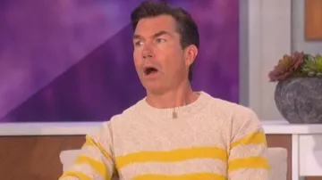 Scotch and Soda Stripe Crewneck Sweater worn by Jerry O'Connell as seen in The Talk on October 11, 2022