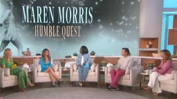 INC International Concepts Mid-Rise Embellished Straight-Leg Jeans worn by Sheryl Underwood as seen in The Talk on October 12, 2022