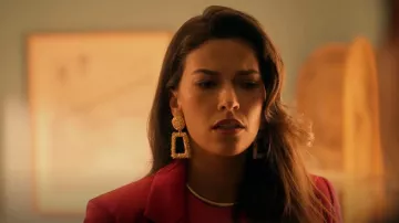 Nasty Gal Textured Door Knocker Drop Earrings worn by Tammy Jean(Sofia Pernas) as seen in Quantum Leap (S01E04)