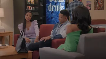 Jonathan Simkhai Iggy Recycled Rib Puff Sleeve Zip Cardigan worn by Thea Mays (Camille Hyde) as seen in All American: Homecoming (S01E12)