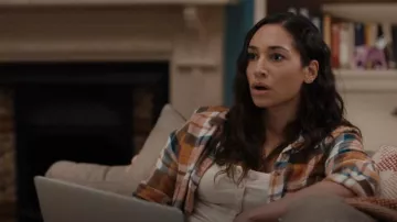 American Eagle Soft Boyfriend Fit Plaid Flannel Button Down Shirt worn by Astrid (Meaghan Rath) as seen in Children Ruin Everything (S02E04)