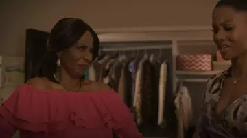 MICHAEL Michael Kors Ruffled Off-the-Shoulder Peasant Top worn by Mama Lu (Pauletta Washington) as seen in Reasonable Doubt (S01E05)