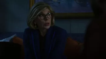 Akris Punto Denim Tweed Blazer worn by Diane Lockhart (Christine Baranski) as seen in The Good Fight (S06E07)