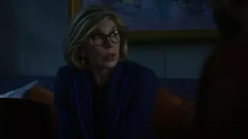 Akris Punto Denim Tweed Blazer worn by Diane Lockhart (Christine Baranski) as seen in The Good Fight (S06E07)