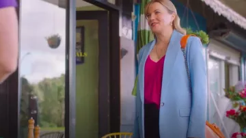 Zara Blue Blaz­er worn by Alexa Crowe (Lucy Lawless) as seen in My Life Is Murder (S03E07)