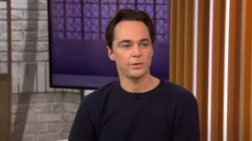 Todd Snyder Arm Stripe Cashmere Sweatshirt worn by Jim Parsons as seen in CBS Mornings on October 21, 2022