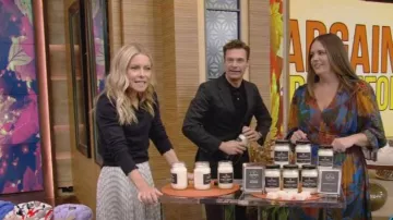 Celine Sun Pleated Skirt worn by Kelly Ripa as seen in LIVE with Kelly and Ryan on October 20, 2022