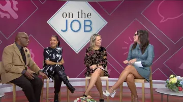 Eliza J Floral Print Velvet Shift Dress worn by Dylan Dreyer as seen in Today on October 24, 2022