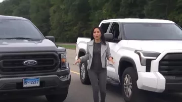 Whistles Animal Burnout Crew Neck Top worn by Vicky Nguyen as seen in Today on October 24, 2022