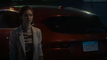 Theory Short-Sleeve Sweater In Striped Wool worn by Sarah Miller (Brooke Lyons) as seen in Reasonable Doubt (S01E06)
