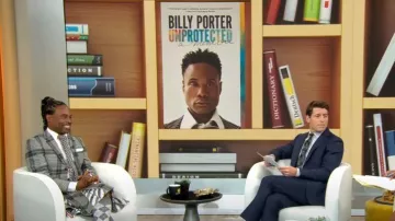 Thom Brown Grid Windowpane Check British Wool Classic Sport Coat worn by Billy Porter as seen in CBS Mornings on  October 24, 2022