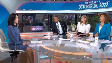 Donna Morgan Cable Knit Sweater Dress worn by Vicky Nguyen as seen in Today on October 26, 2022