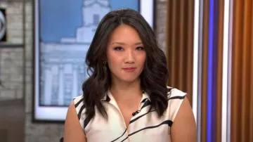 Mango Flowy Pleated Dress worn by Nancy Chen as seen in CBS Mornings on October 26, 2022