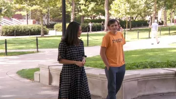 Calvin Klein Plaid Maxi Shirtdress worn by Nancy Chen as seen in CBS Mornings on October 26, 2022