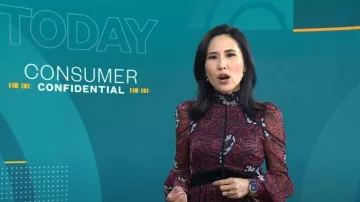 Nina Leonard Geometric Print Sweater Dress worn by Vicky Nguyen as seen in Today on October 27, 2022