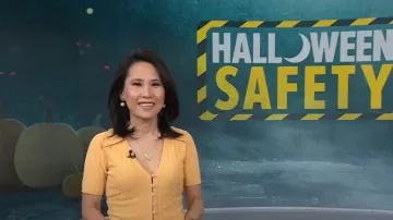 Sandro Porto Knit Button-Up Shirt worn by Vicky Nguyen as seen in Today on October 28, 2022