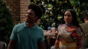 AFRM Zadie Top in Butterfly Sub worn by Randi (Kyla Pratt) as seen in Call Me Kat (S03E05)