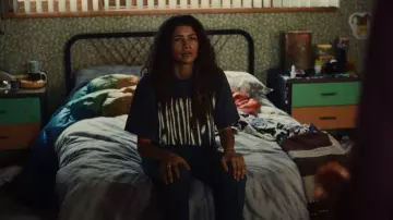 Andrew 2wo2imes Tee in Charcoal worn by Rue Bennett (Zendaya) as seen in Euphoria (S02E05)