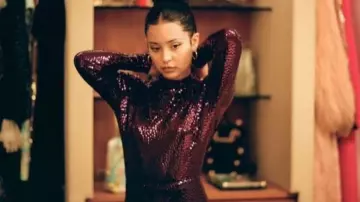 Norman Norell Sequinned Purple Mermaid Gown worn by Maddy Perez (Alexa Demie) as seen in Euphoria (S02E06)