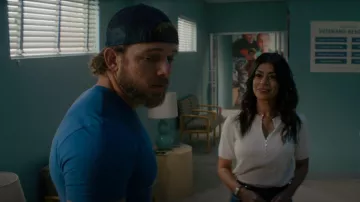 Club Monaco Short Sleeve Cashmere Sweater worn by Naima Perry (Parisa Fakhri) as seen in SEAL Team (S06E07)