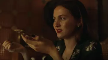 HVN Green Kitten Long Maria Dress worn by Lexi Howard (Maude Apatow) as seen in Euphoria (S02E07)