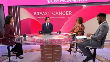 Chiara Boni La Petite Robe Sally Cap-Sleeve Butterfly Dress worn by Gayle King as seen in CBS Mornings on October 31, 2022