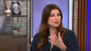The Sei Tie-Front Silk Blouse in Night worn by Lake Bell as seen in CBS Mornings on November 1, 2022