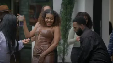 Fashion Nova Thinking About You Faux Leather Mini Dress worn by Krystal Walters (Angela Grovey) as seen in Reasonable Doubt (S01E07)