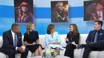 Black Halo Kensington Fit & Flare Dress in Maliblue worn by Hoda Kotb as seen in Today on November 2, 2022