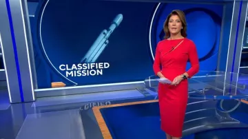 Giorgio Armani Gathered Cut Out Midi-Dress worn by Norah O'Donnell as seen in CBS Evening News on November 2, 2022