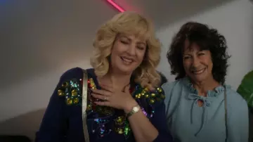 Vintage Sequin Black Crewneck Sweater worn by Beverly Goldberg (Wendi McLendon-Covey) as seen in The Goldbergs (S10E07)