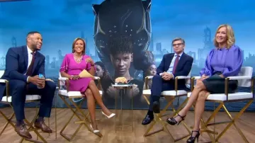 Karen Millen Ruffled-Sleeve Knit Dress worn by Robin Roberts as seen in Good Morning America on November 3, 2022