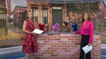 Carolina Herrera Sleeveless Painterly Rose Dress worn by Savannah Guthrie as seen in Today on November 3, 2022