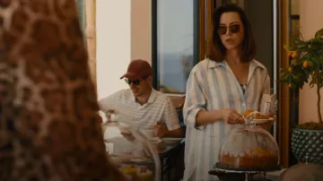 Sandro Long Sleeve Striped Shirt worn by Harper Spiller (Aubrey Plaza) as seen in The White Lotus (S02E02)