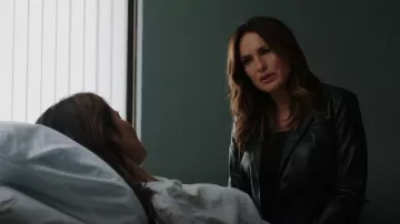 Alexander McQueen Couture Stitch Leather Jacket worn by Detective Olivia Benson (Mariska Hargitay) as seen in Law & Order: Special Victims Unit (S24E04)